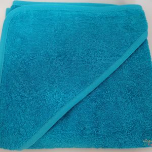 Geborduurde badcape turquoise